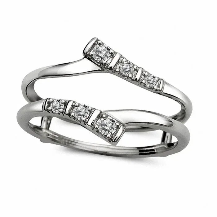 0.10 CT. T.W. Natural Clarity Enhanced Diamond Double Bypass Solitaire Enhancer in Solid 10K White Gold