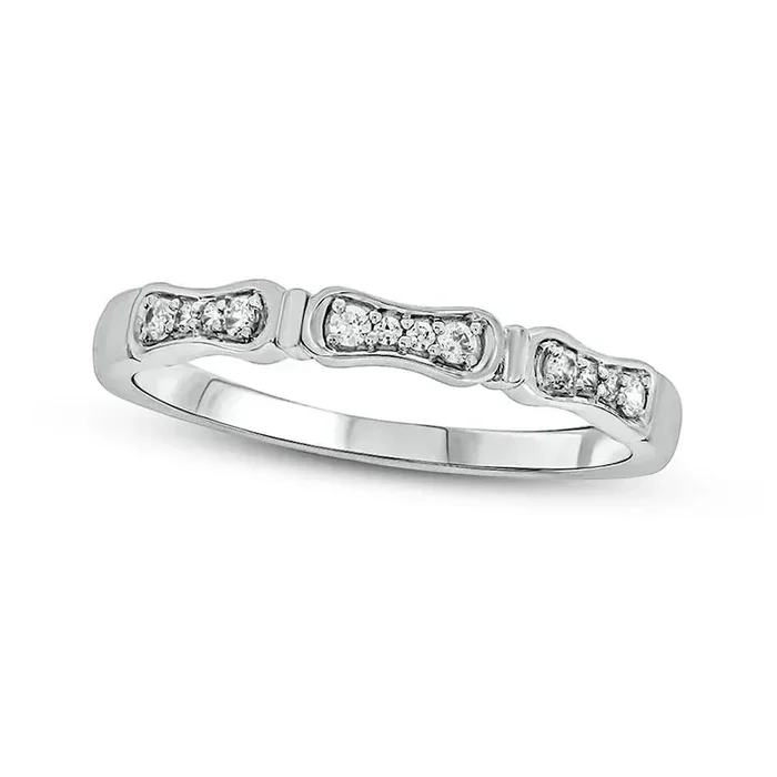 0.10 CT. T.W. Natural Diamond Bamboo-Style Ring in Solid 10K White Gold