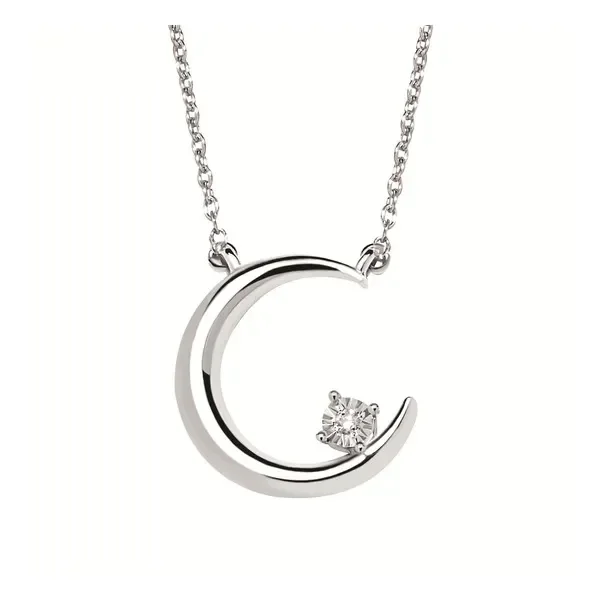 .01 Ctw. Diamond Half Moon Necklace In Sterling Silver