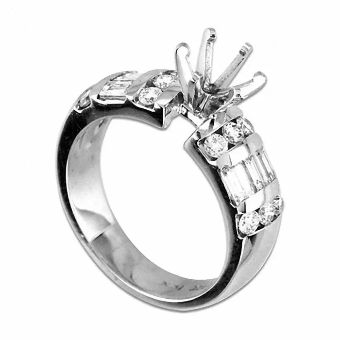 1.0 CT. T.W. Natural Diamond Semi-Mount in Solid 14K White Gold