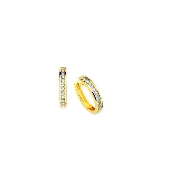 1\/4 Ctw. Channel Set Diamond Hoop Earrings In 14K Gold
