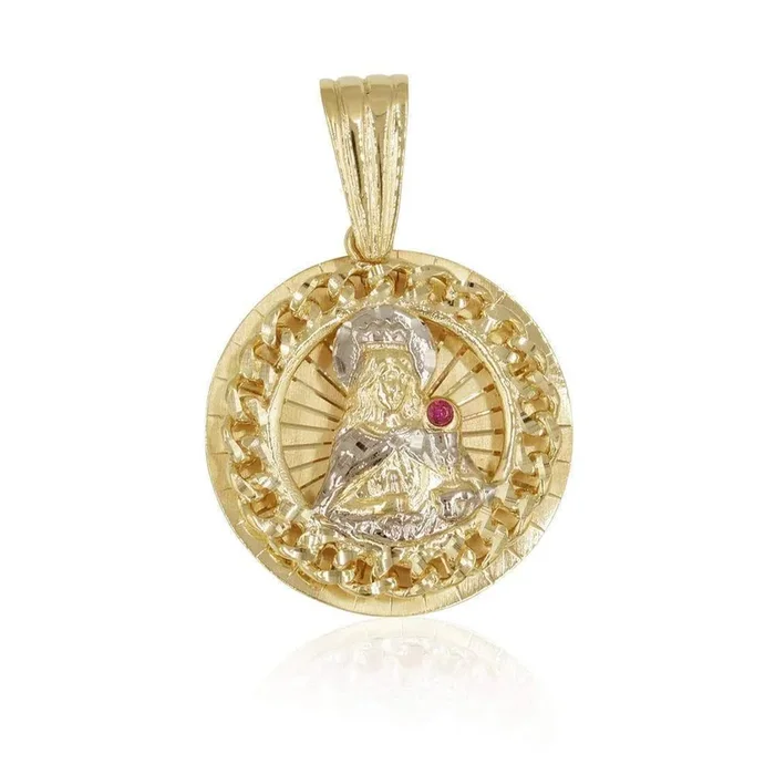 10K Saint Barbara Round 3D Gold Pendant