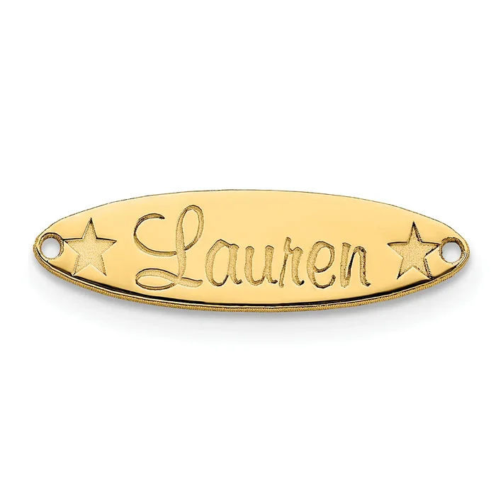 10K Small Oval with Stars Name Plate