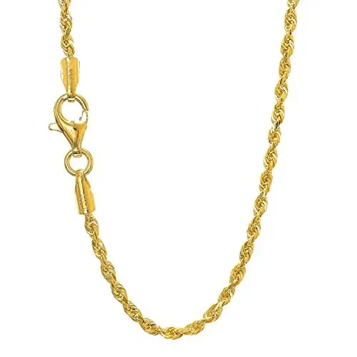 10k Solid Yellow Gold 2 mm Diamond-Cut Rope Chain 16″ 18″ 20″ 22″ 24″ 30″