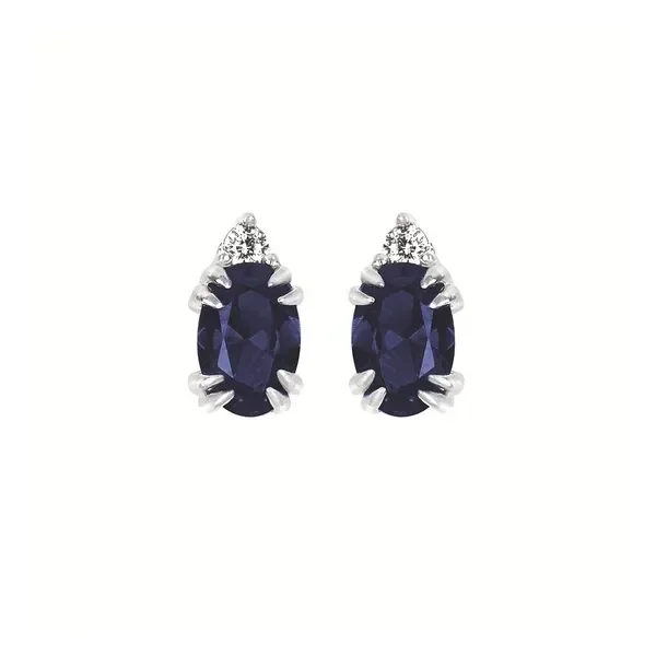 10k WG 0.04cttw Dia & Created Sapphire Studs