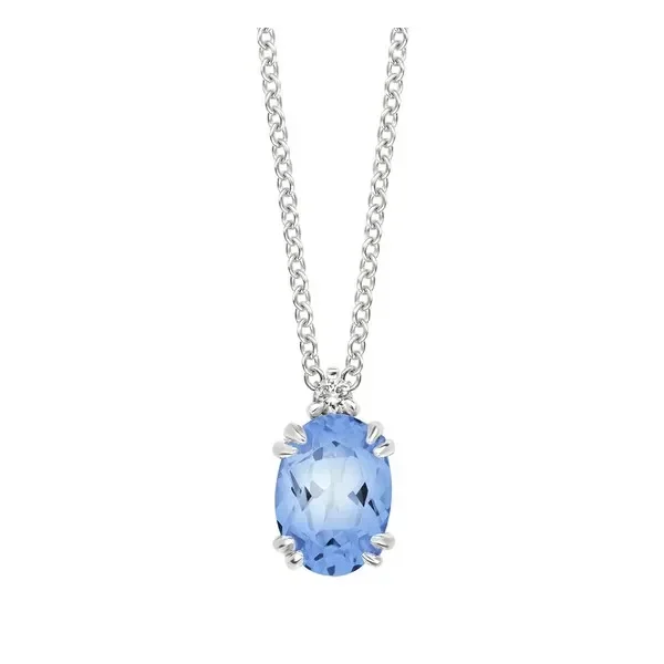 10k WG Created Diamond & Created Aquamarine Pendant