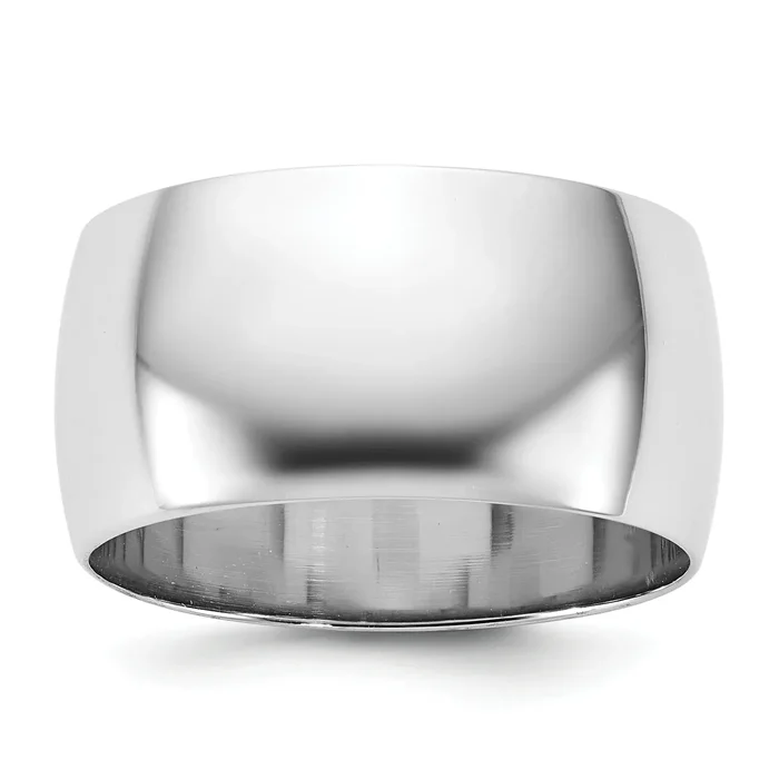 10K White Gold 10Kw 10mm Lightweight Half Round Band Size 12