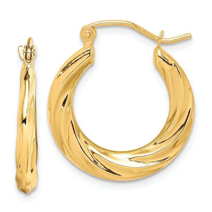 10K Yellow Gold Fancy Small Hoop Earrings