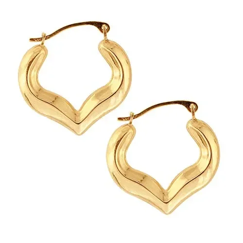 10K Yellow Gold Tubular Heart Hoop Earrings – 20mm