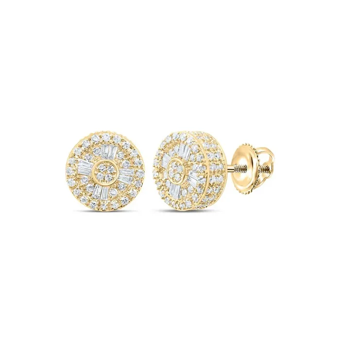10kt Yellow Gold Baguette Diamond Circle Earrings 1/2 Cttw