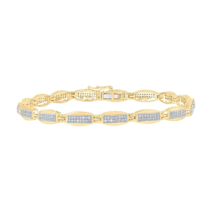 10kt Yellow Gold Mens Round Diamond Link Bracelet 3/4 Cttw