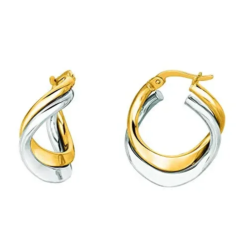 14k 2 Tone Gold Twisted Hoop Earrings – 18 mm, 2.2gr.