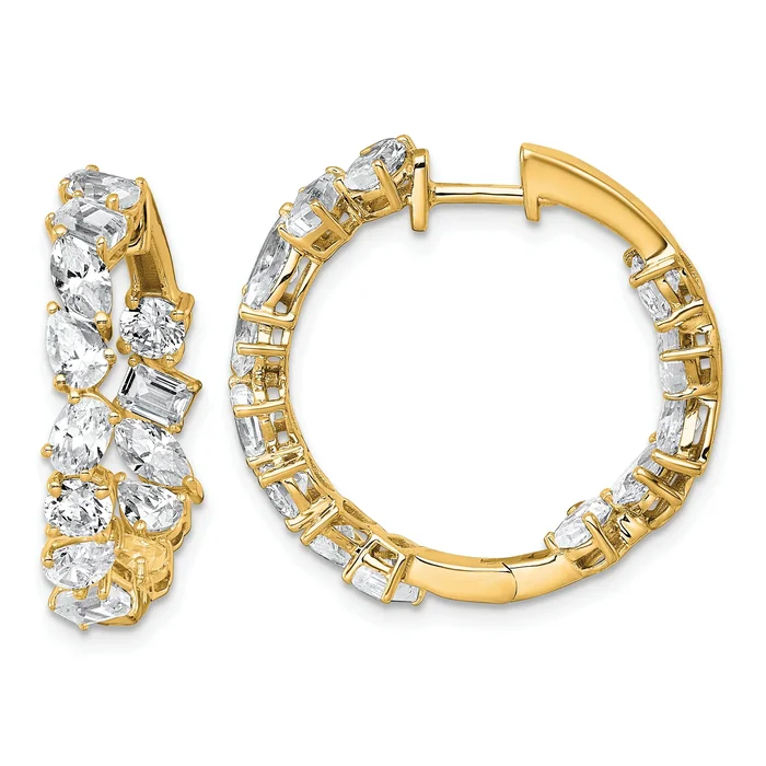 14k 4 1/2 carat Lab Grown Diamond VS+ F+ Complete Hinged In and Out Hoop Earrings