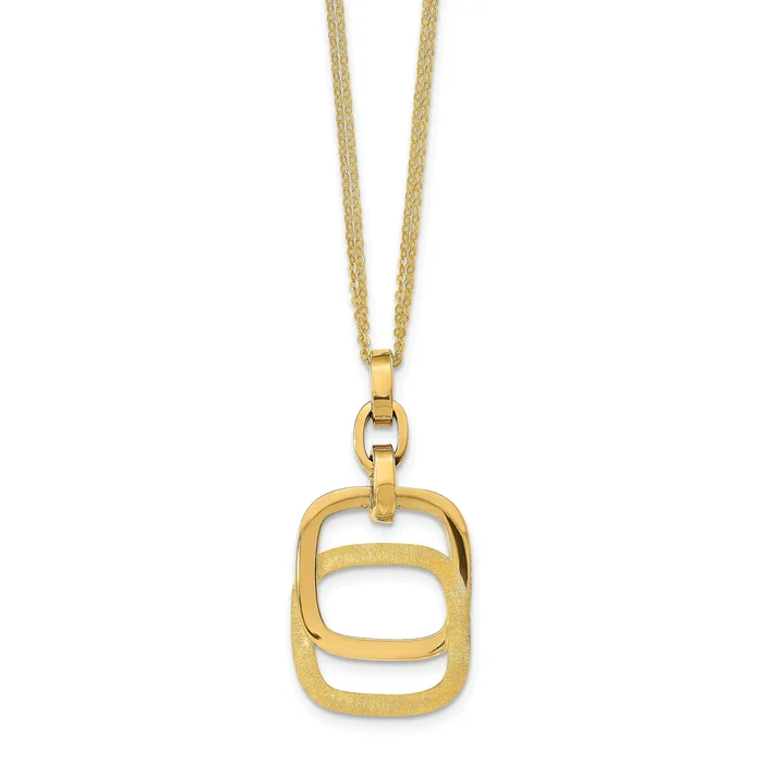 14k Polished and Brushed Double-strand Necklace