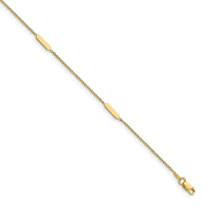 14K Polished w/1 in ext. Anklet