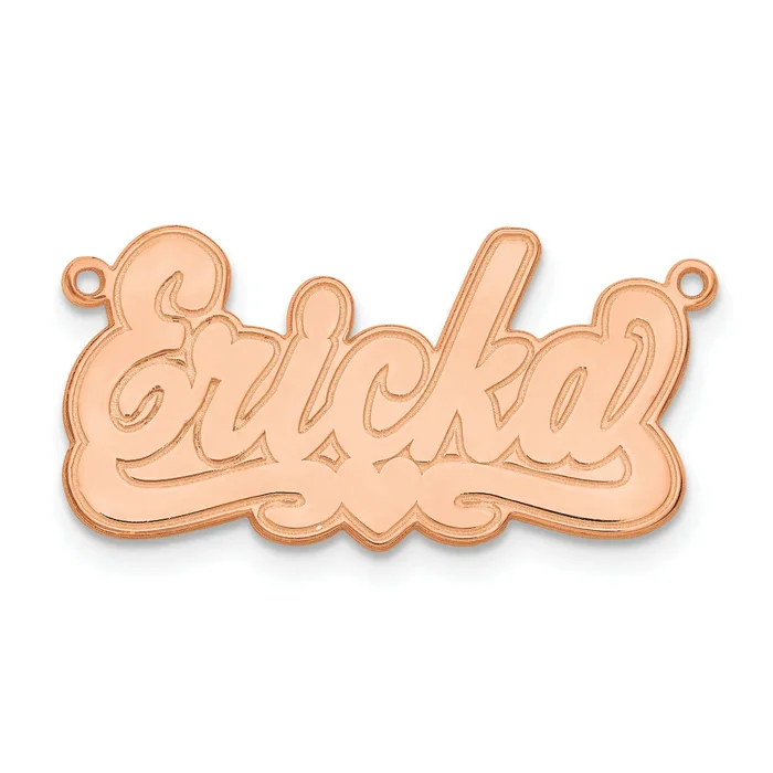 14K Rose Gold Etched Heart Name Plate