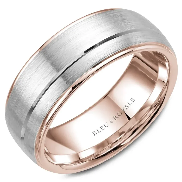14K Rose Gold With White Gold Brushed Center