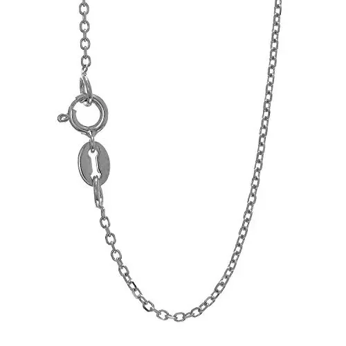 14k Solid White Gold 0.7 mm Oval Cable Chain Necklace, Spring Ring Clasp – 16 Inches