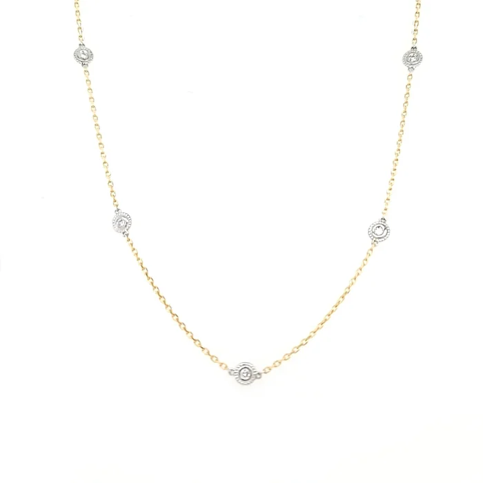 14k Two Tone Diamond Bezel 24″ Necklace (I7818)