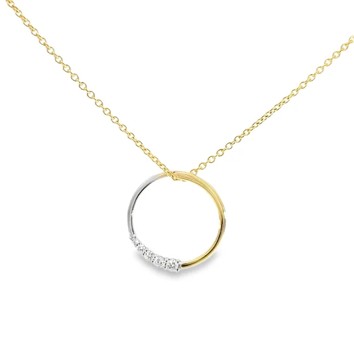 14k Two Tone Gold Wraparound Ring Necklace with Pave Diamonds (I8801)