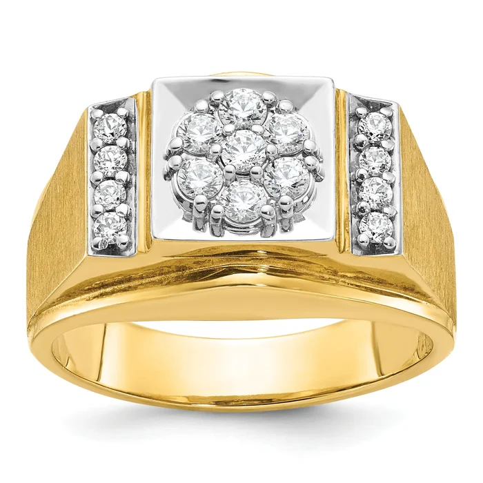 14k Two-tone Men’s Polished and Satin 1/2 Carat Lab Grown Diamond Cluster Ring