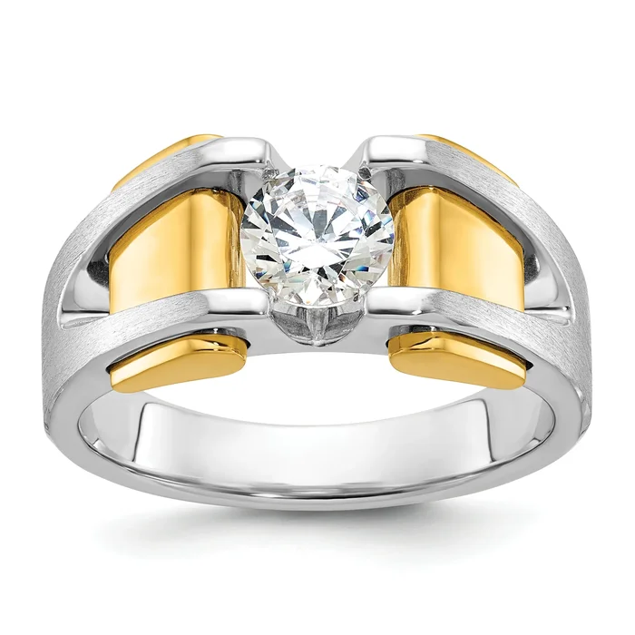 14k Two-tone Men’s Polished and Satin Ring Mounting (No Stones Included)