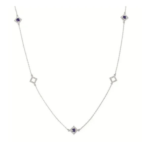 14k WG 0.25cttw Sap & Dia Station Necklace