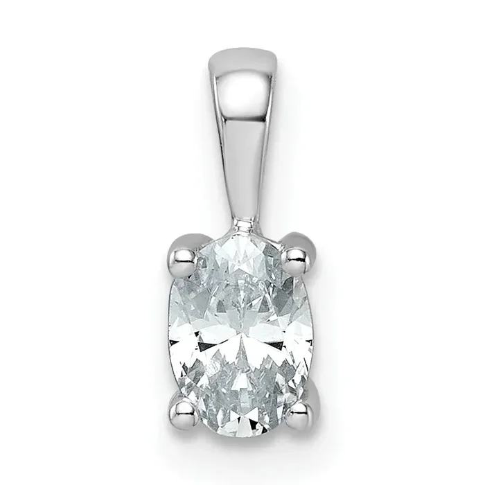 14k White Gold 1/2 carat Certified Lab Grown Diamond VS/SI+ G+ Oval Complete Four Prong Pendant