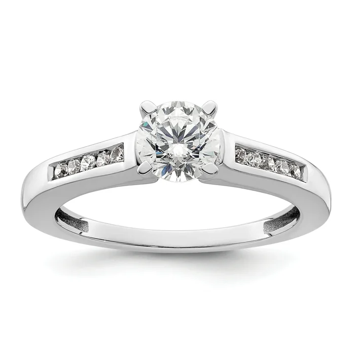 14K White Gold Lab Grown Diamond VS/SI FGH Peg Set Semi-mount Engagement Ring
