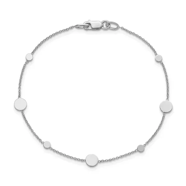 14k White Gold Polished Disc Bracelet