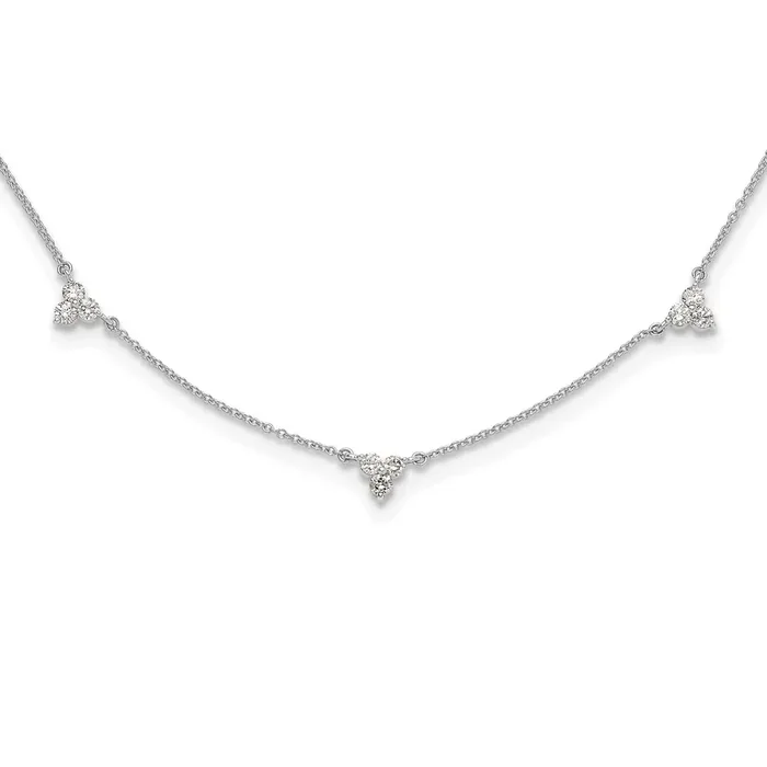 14k White Gold Real Diamond Multi Station 18 inch Necklace