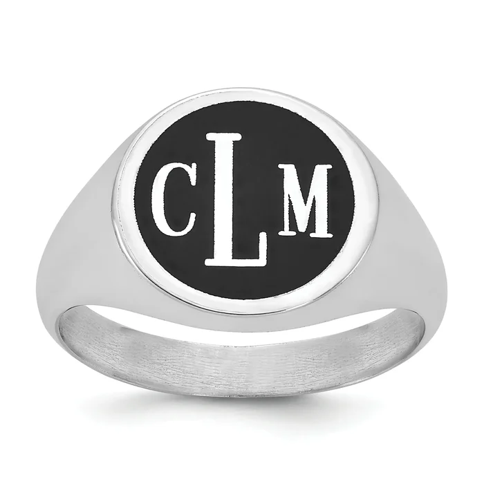 14K White Gold With Epoxy Monogram Ring