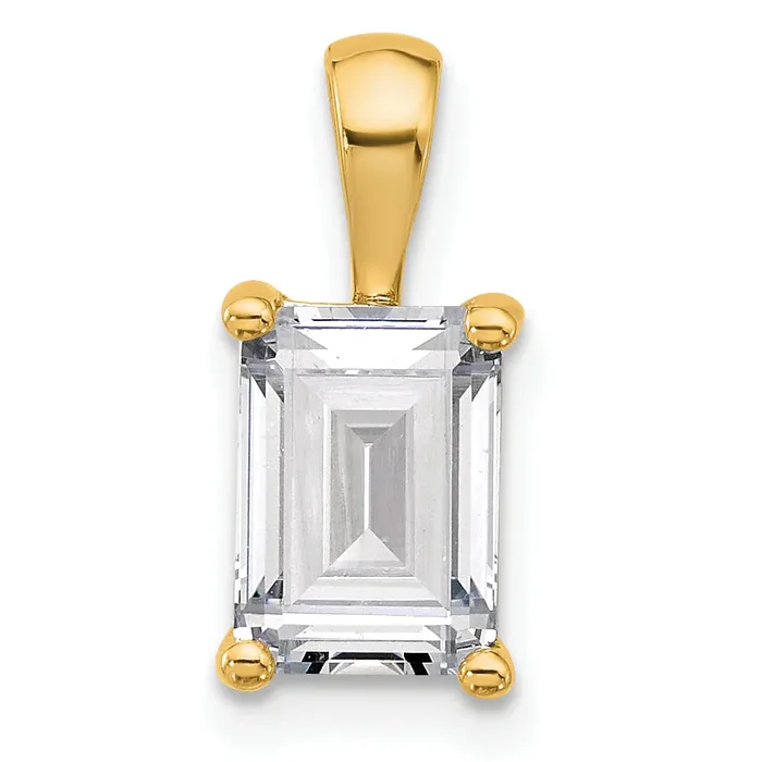 14k Yellow Gold 2 Ct. Certified Lab Grown Diamond VS/SI+ G+ Emerald Four Prong Pendant