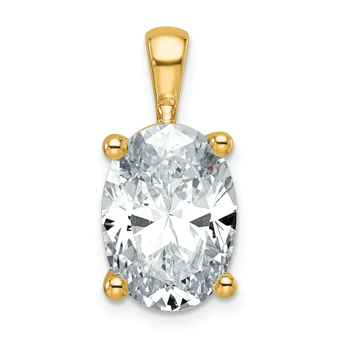 14k Yellow Gold 5 Ct. Certified Lab Grown Diamond VS/SI+ G+ Oval Four Prong Pendant