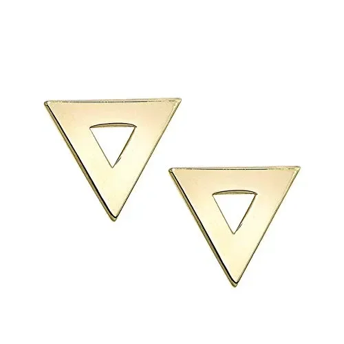 14K Yellow Gold 8.3X9.2mm Polished Triangle Post Earrings with Push Back Clasp