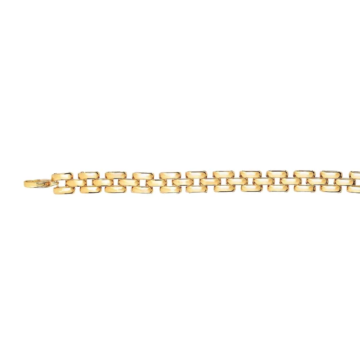 14k Yellow Gold 9.3mm 3 Row Panter Fancy Link Bracelet, Lobster Claw – 8″