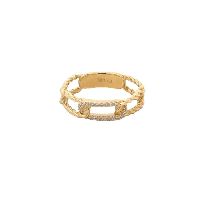 14K Yellow Gold Multistone Ring with Twisted Band and stone Accents 14k