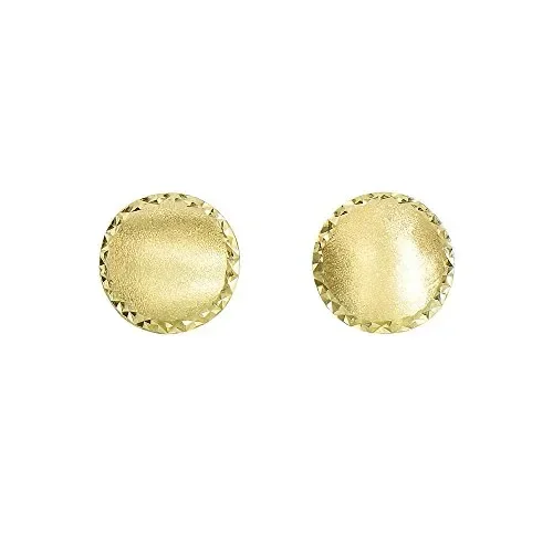 14K Yellow Gold Shiny Button Stud Earrings – 10 x 10 mm, 1.9gr.