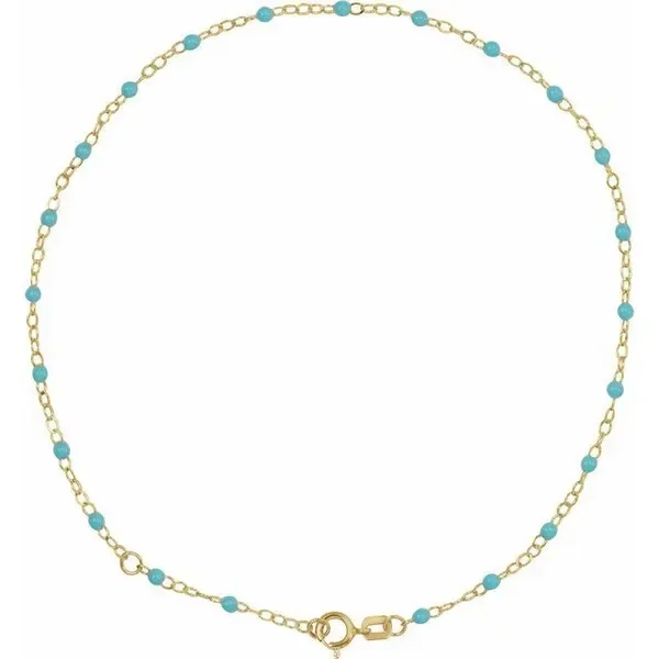 14k Yellow Gold Turquoise Beaded 10\