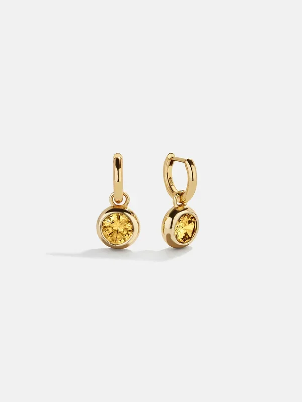 18K Gold Birthstone Drop Earrings – Topaz