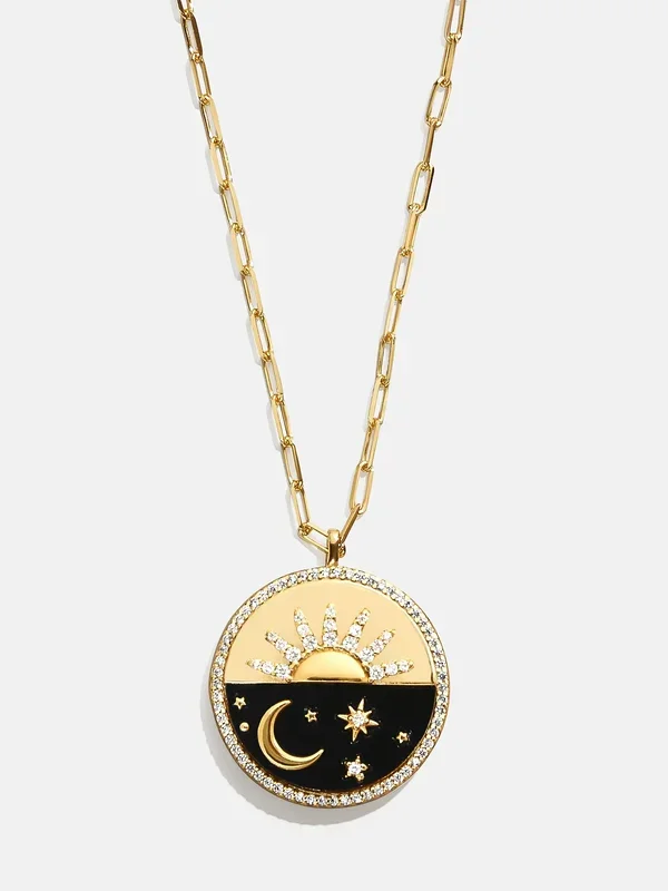 18K Gold Celestial Reversible Pendant Necklace – Black