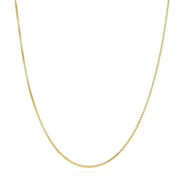 18K Yellow Gold Over Sterling Silver 0.8mm Box Chain Necklace 16″-24″