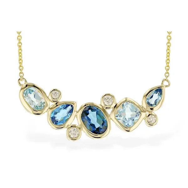 2 3\/4ct. tw. Blue Topaz & Diamond Necklace in 14k Yellow Gold