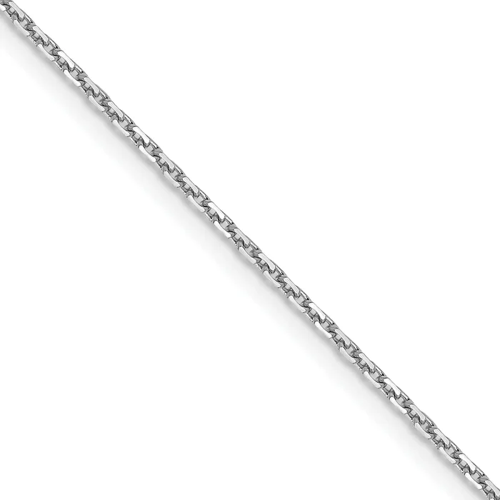 2 Inch 10K White Gold 1.05mm D/C Cable Chain Necklace