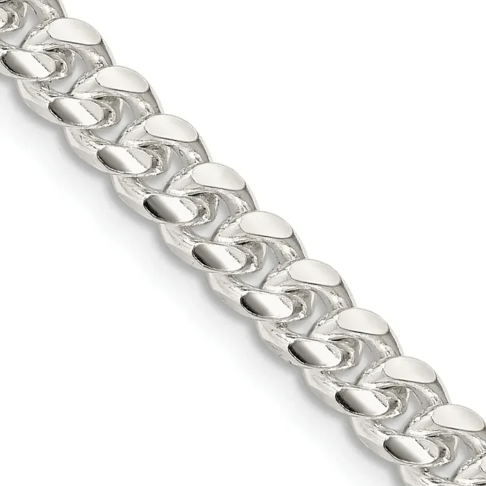 20 Inch Sterling Silver 5mm Domed W/ Side D/C Curb Chain Necklace