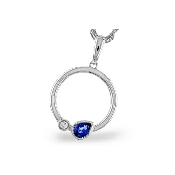 .28tgw Sapphire and Diamond Circle Necklace in 14k White Gold