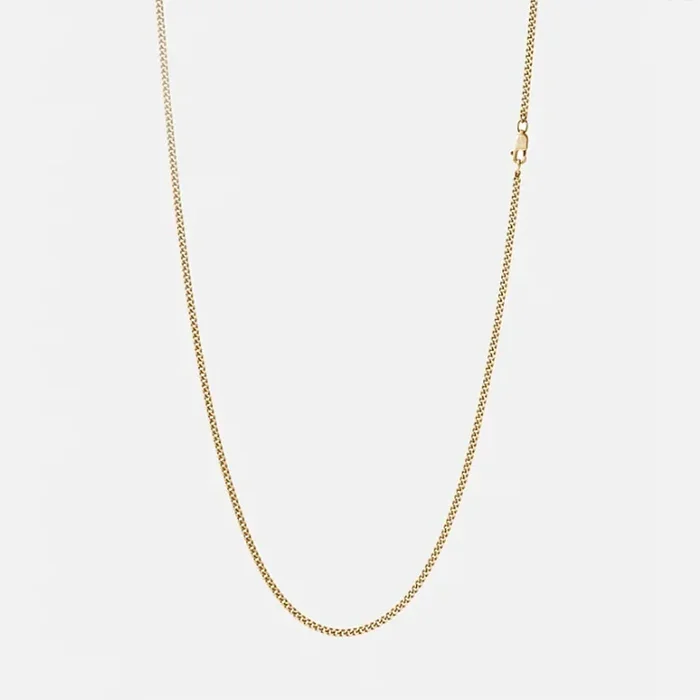 2mm Micro Cuban Link Chain in 14K Solid Yellow Gold