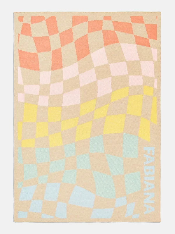 3D Check Custom Blanket – Beige/Multi