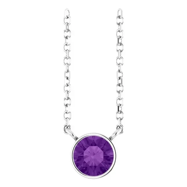 5\/8th Ct Amethyst Birthstone Necklace in 14k White Gold