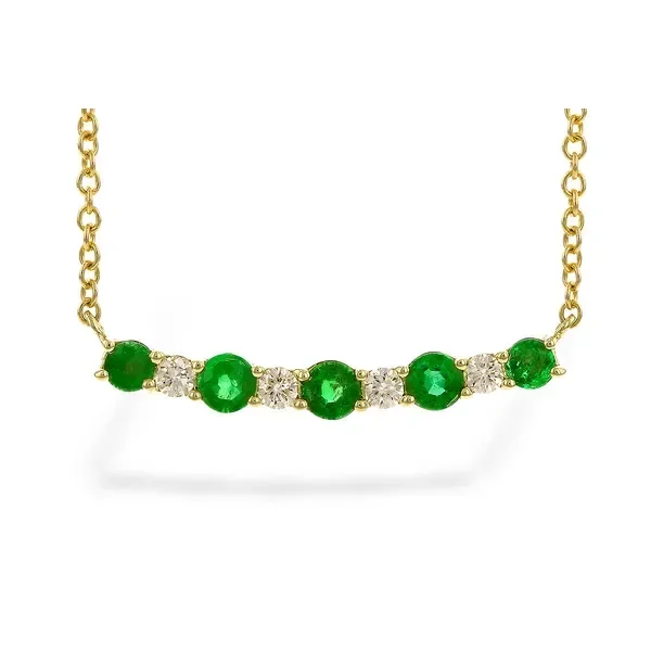 .55ct. tw. Emerald & Diamond Bar Necklace in 14k Yellow Gold